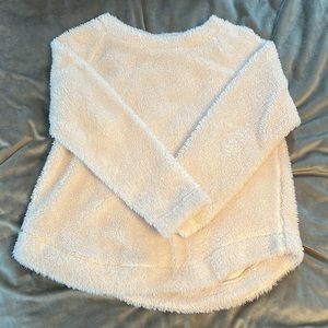 LOFT White Fuzzy Crew Neck - Small
